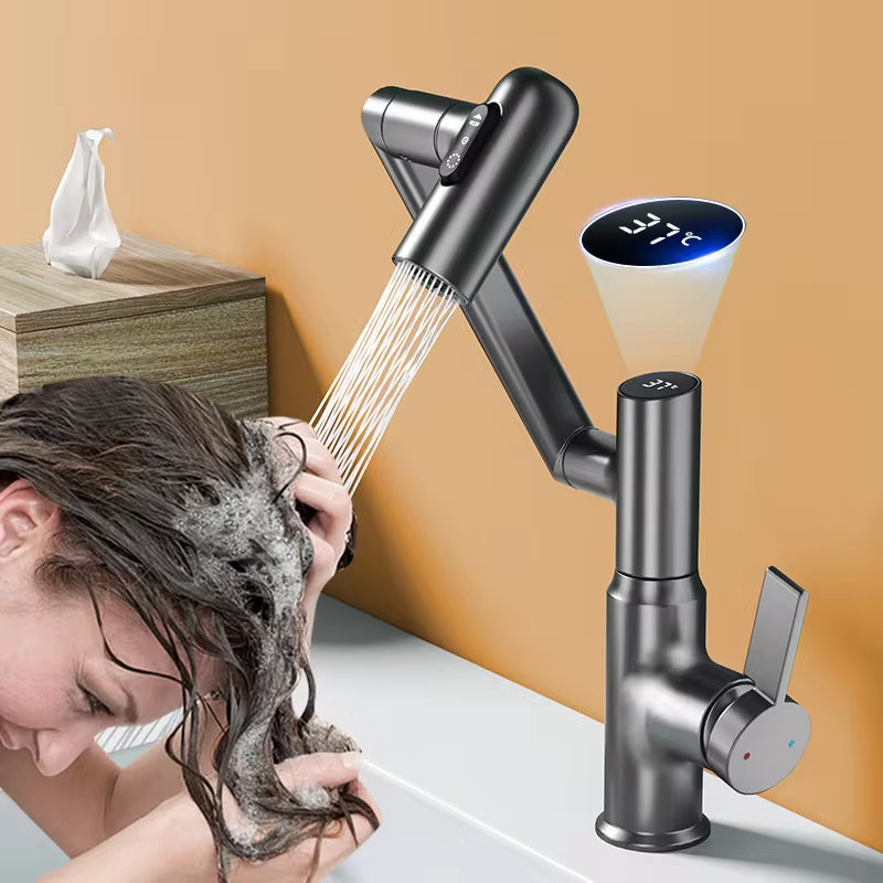 Revolutionary 360° Digital Display LED Basin Faucet - Multi-Function Hot & Cold Water Sink Mixer for Ultimate Bathroom Experience