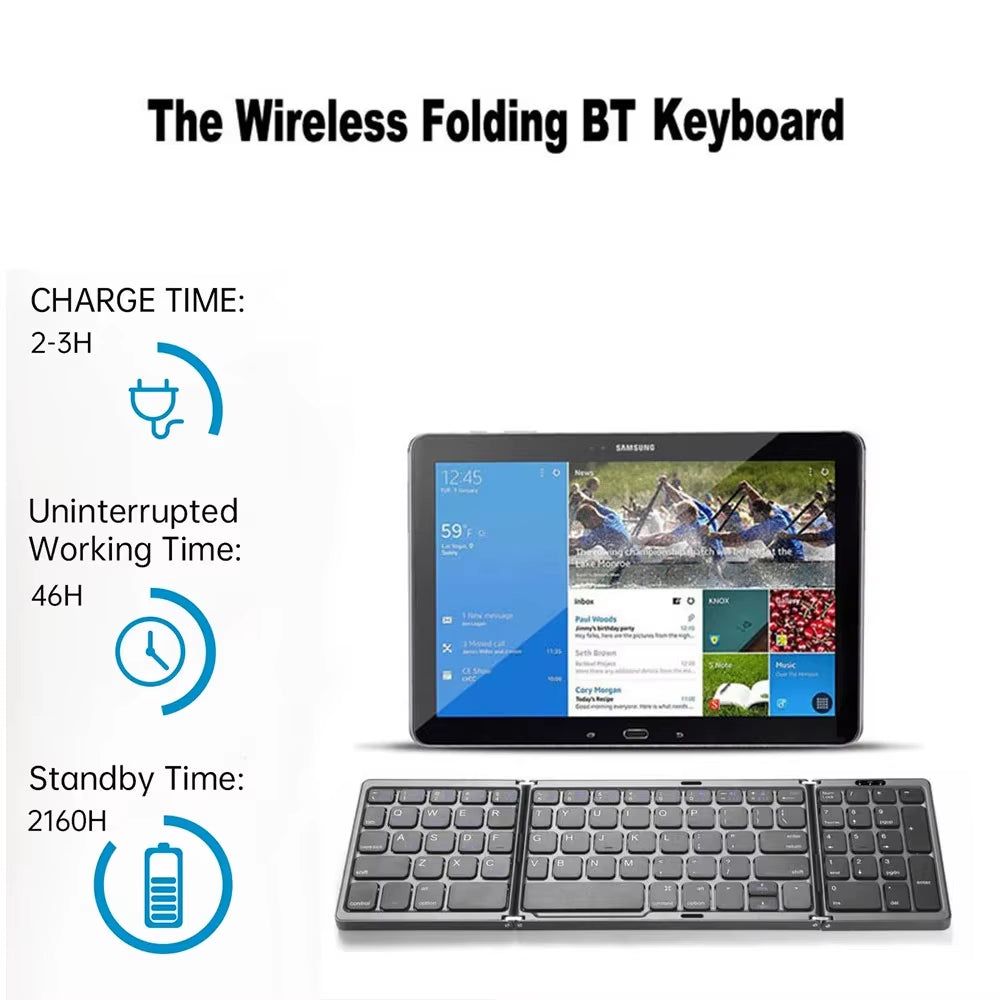 TriFoldable Bluetooth 5.1 Keyboard Mini Keyboard Keyboard Portable Tablet Keyboard Mute Keyboard for Laptop Windows Android IOS
