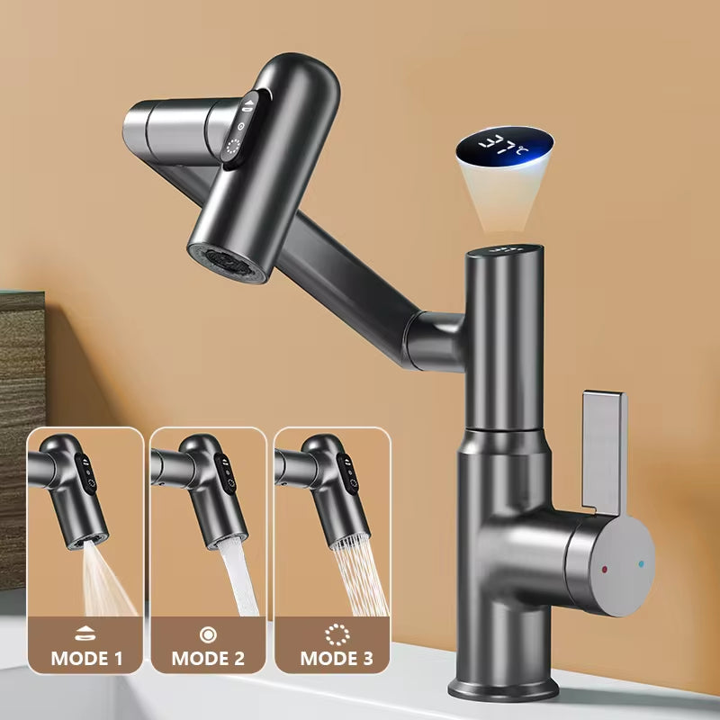 Revolutionary 360° Digital Display LED Basin Faucet - Multi-Function Hot & Cold Water Sink Mixer for Ultimate Bathroom Experience