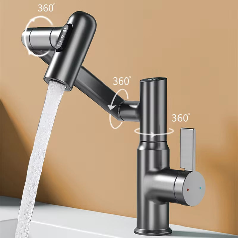 Revolutionary 360° Digital Display LED Basin Faucet - Multi-Function Hot & Cold Water Sink Mixer for Ultimate Bathroom Experience